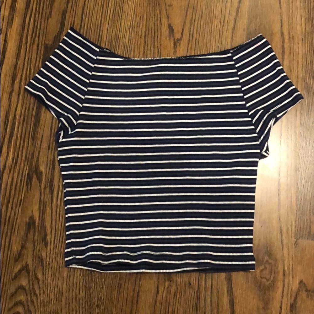 Brandy Melville blue and white striped crop top!